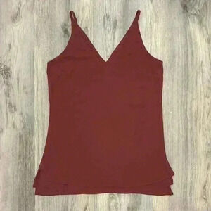 White House Black Market Solid Chiffon Tank Top V Neck Sleeveless Shirt Size XXS